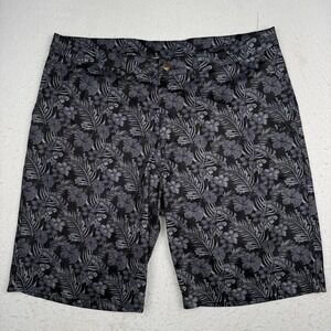 PXG Shorts Mens 38 Black Floral Hawaiian Golf Performance Chino 10 Inseam